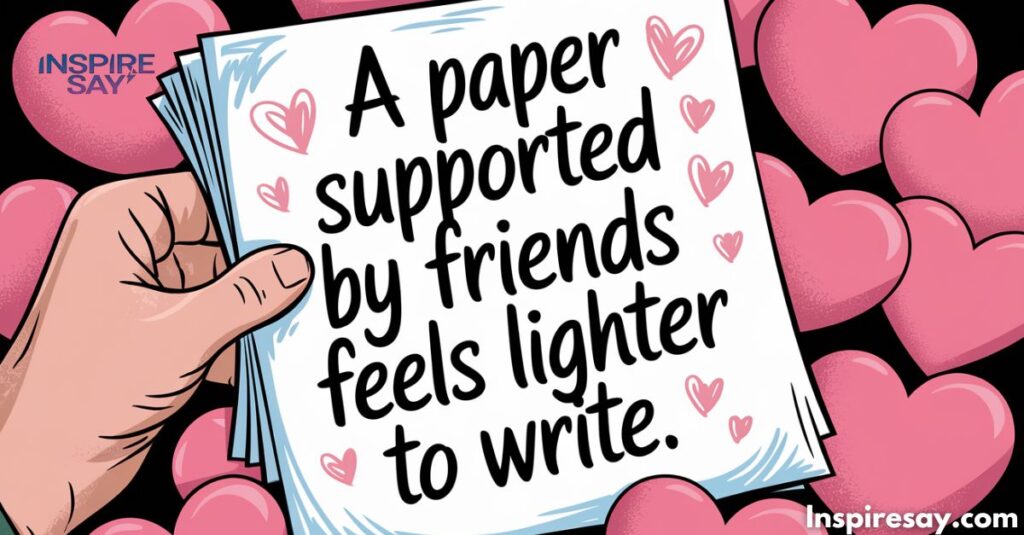 "A paper supported by friends feels lighter to write."