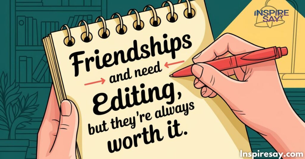 "Friendships and essays—both need editing, but they’re always worth it."