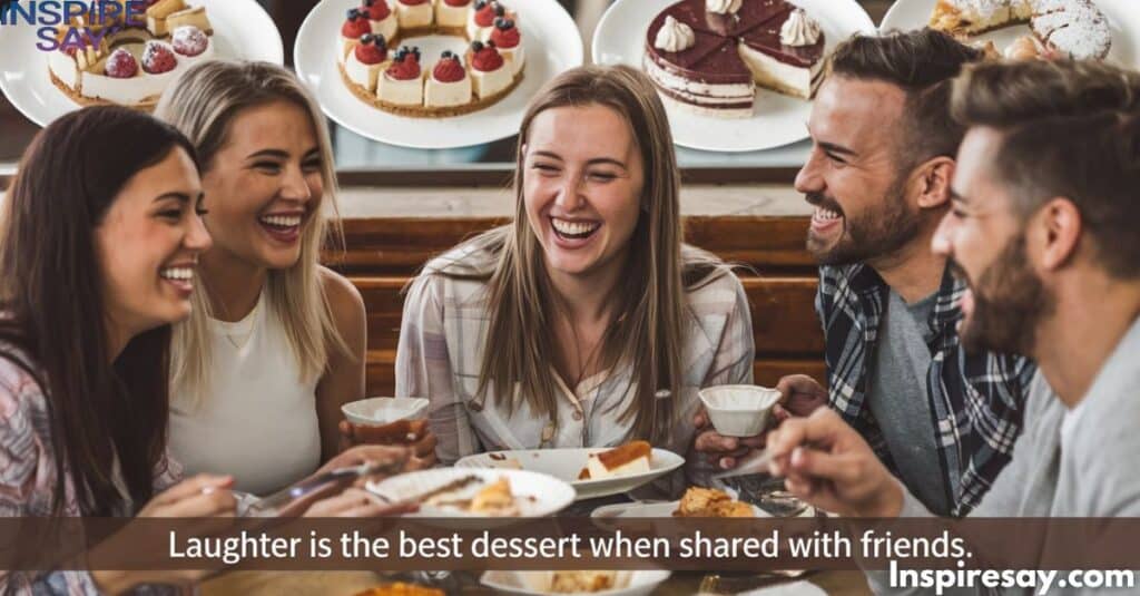 "Laughter is the best dessert when shared with friends."