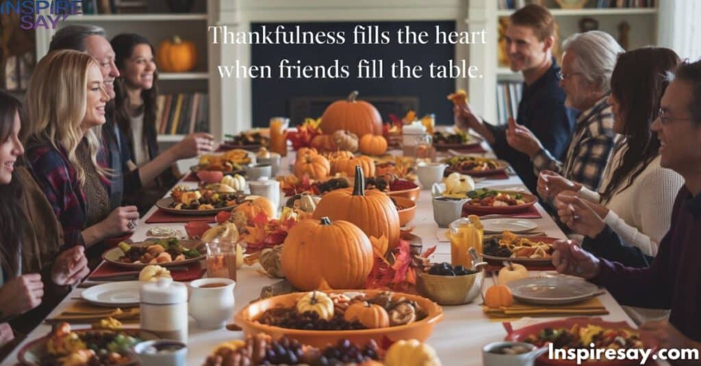 "Thankfulness fills the heart when friends fill the table."