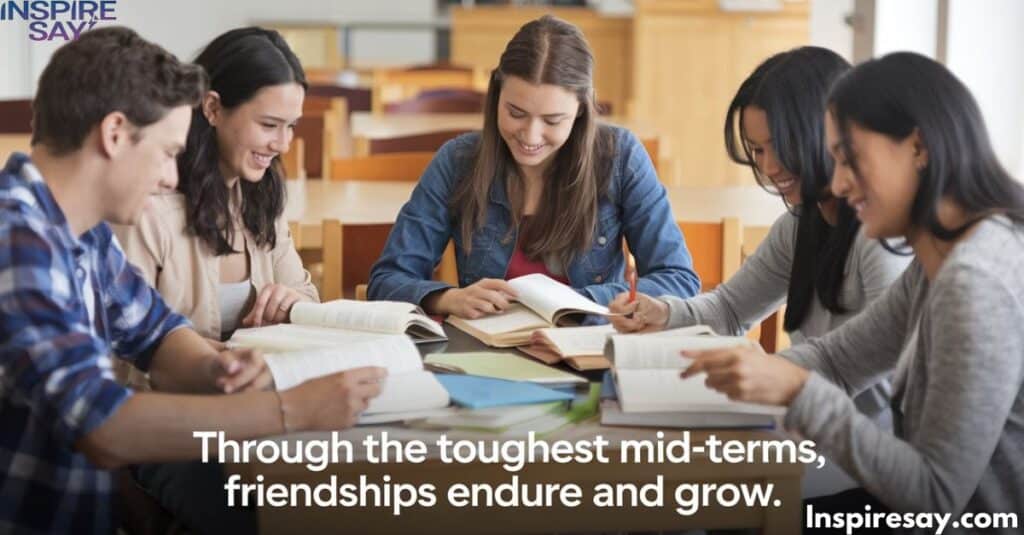 "Through the toughest mid-terms, friendships endure and grow."