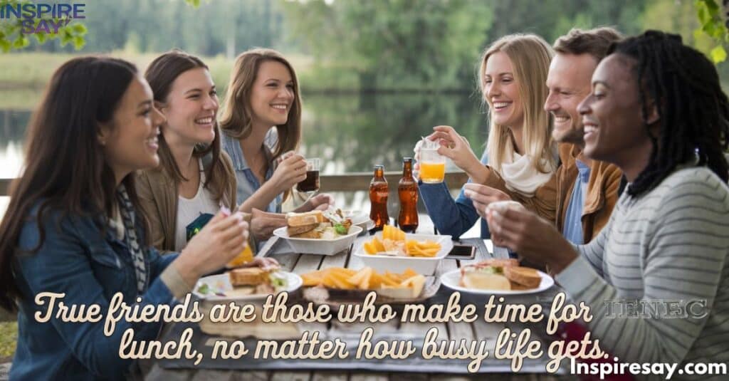 "True friends are those who make time for lunch, no matter how busy life gets."