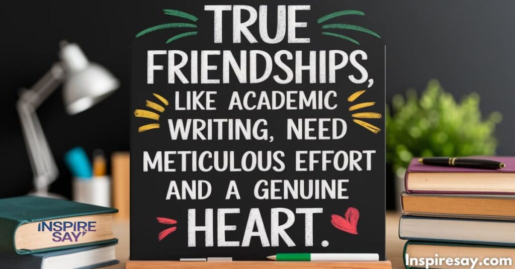 "True friendships, like academic writing, need meticulous effort and a genuine heart."