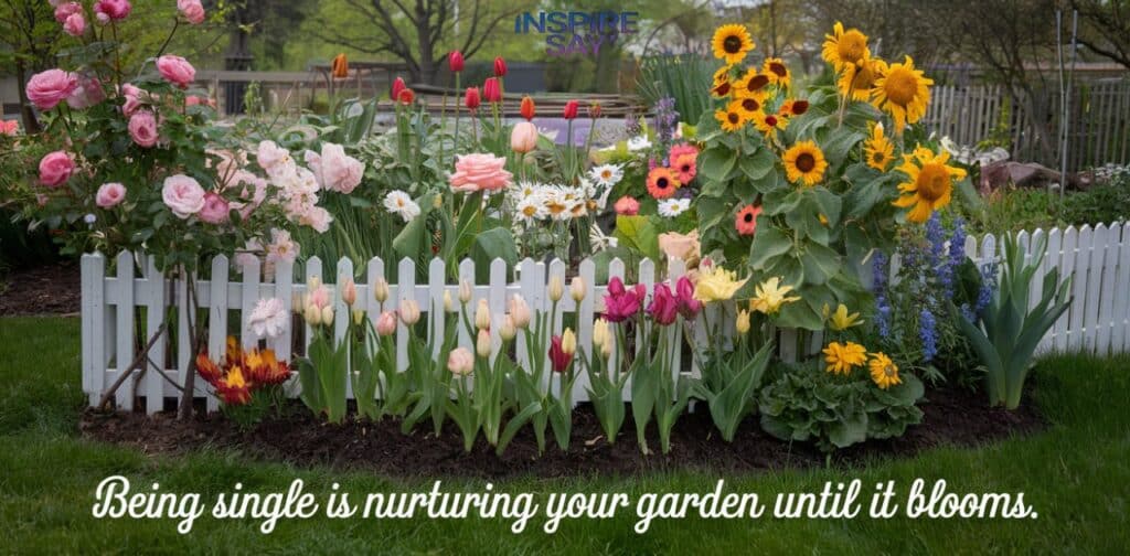 "Being single is nurturing your garden until it blooms."