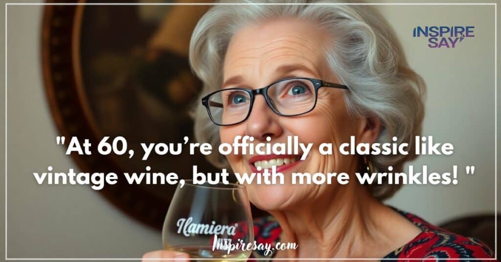 "At 60, you’re officially a classic—like vintage wine, but with more wrinkles! 🍷"