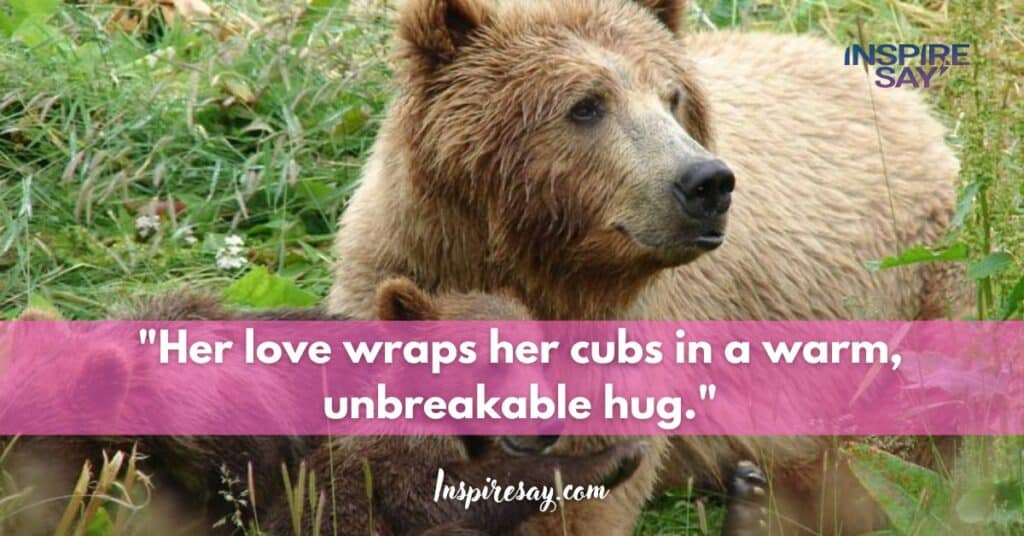 "Her love wraps her cubs in a warm, unbreakable hug."